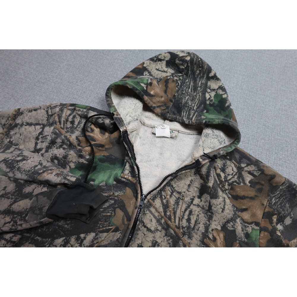 Vintage Camo Sweatshirt Mens XL Brown Trail Crest Full Zip Hoodie Hunting Soft